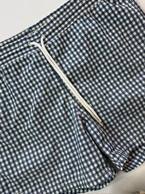 Lacoste Men's Swim Trunks Shorts Large Navy Checkered Mesh Lined Croc Logo